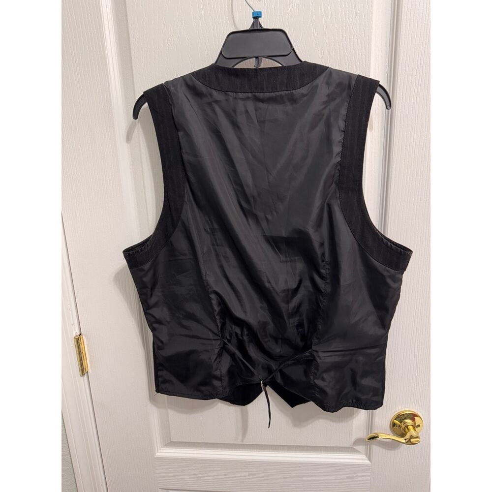 Pop Icon Clothing Black Pinstripe Vest Mens Plaid‎ Lined V-Neck Button Front xl - Picture 3 of 9